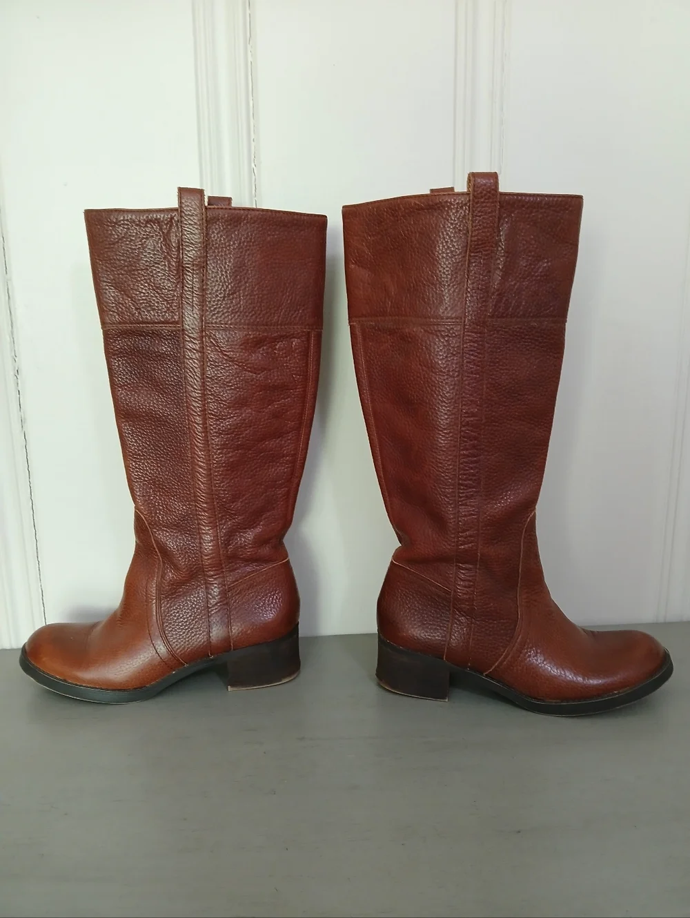 **Fair** Lucky Brand 7.5 Tall leather brown boots wide calf heeled boots - Picture 3 of 11